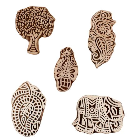 Set of 5 Piece New Mix Wooden Printing Blocks